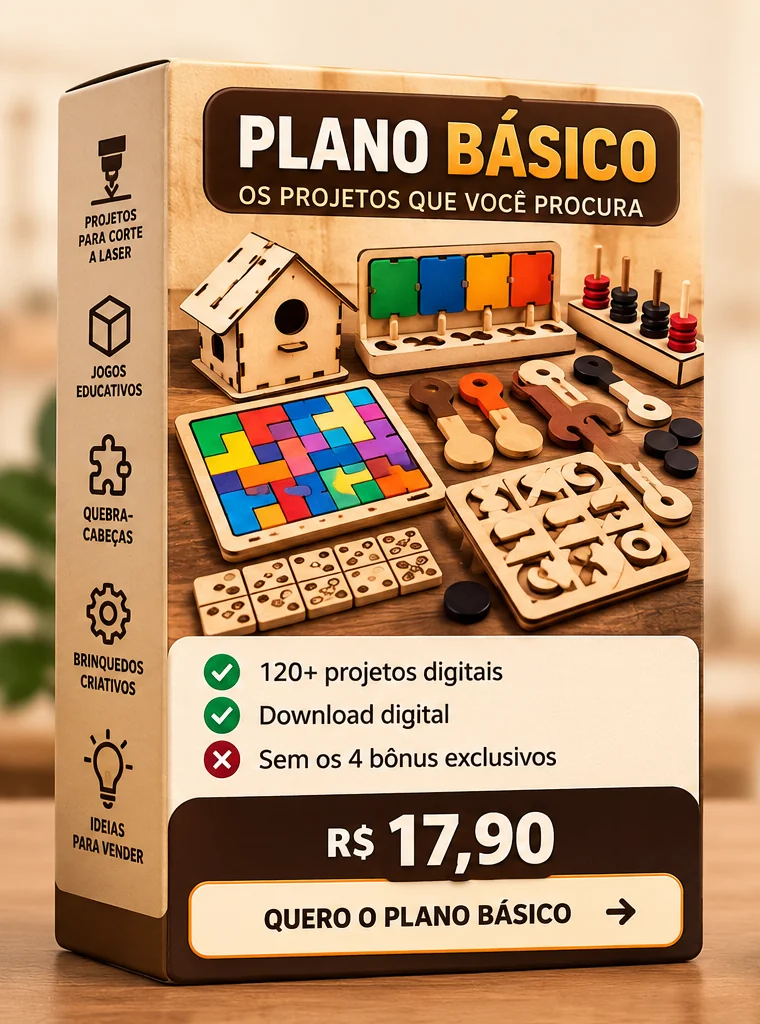 Mockup do Plano Básico: mais de 120 projetos digitais, sem os quatro bônus, por R$ 17,90